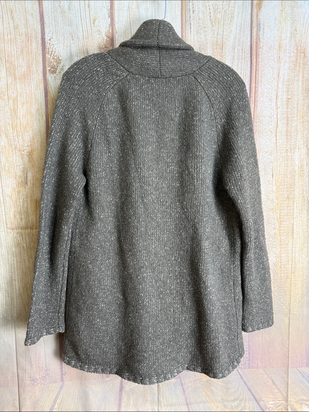 Vince Chunky Taupe Wool Silk Cashmere Open-Front Cardigan Size Small